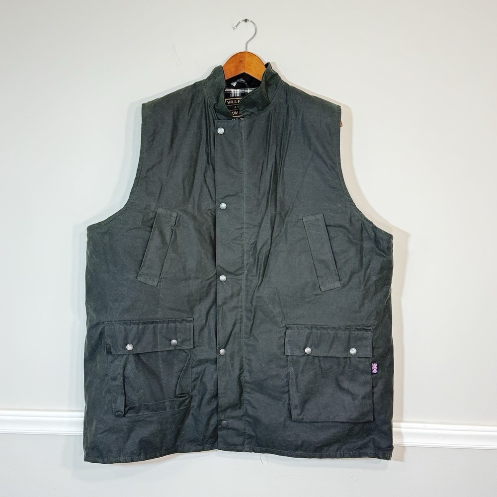Walker and Hawkes Mens‎ 5X Waxed Vest England Flannel Lined Barn Corduroy Collar